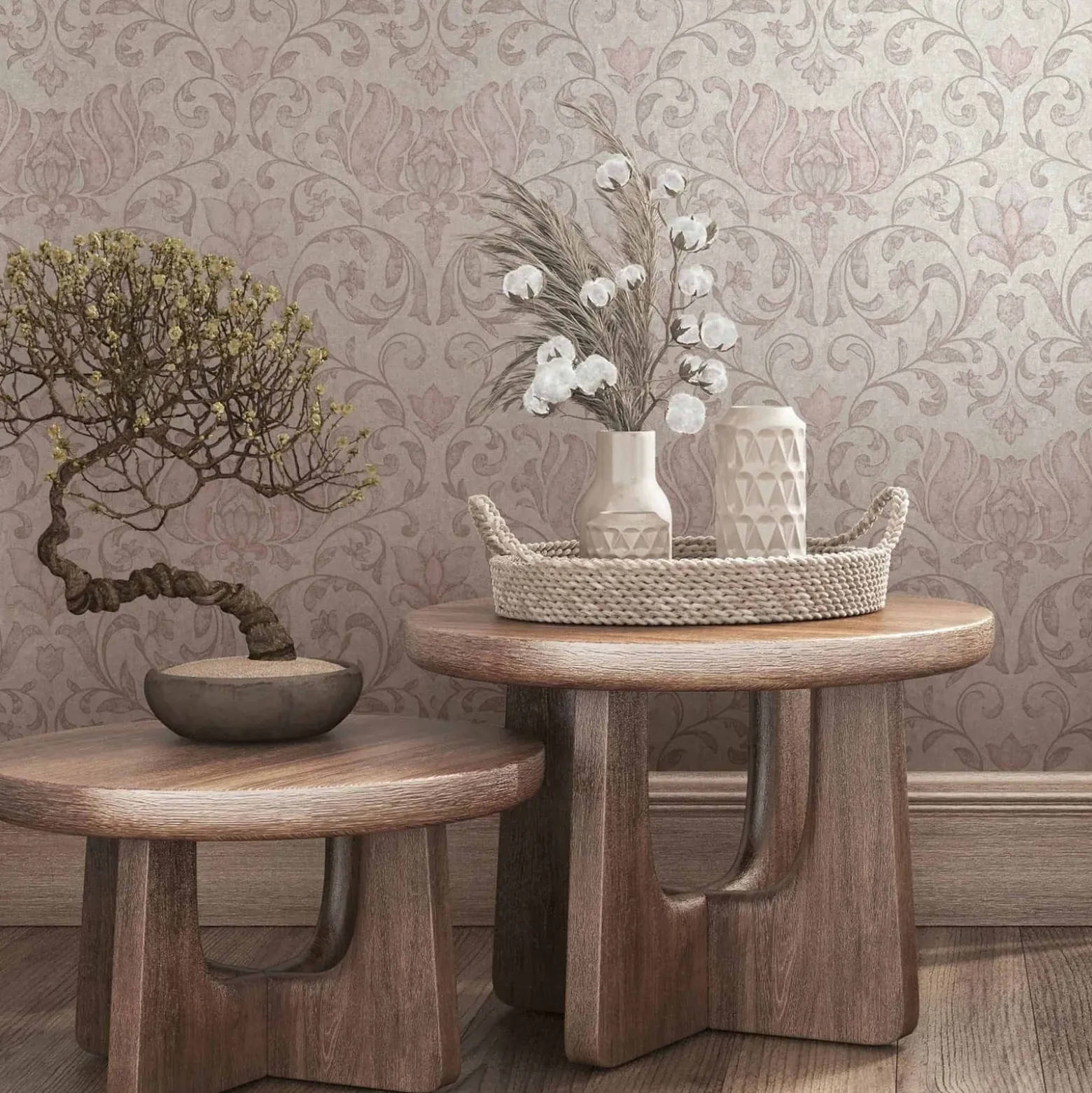 Vliestapete Floral Ornamente Beige Creme Rot 35149