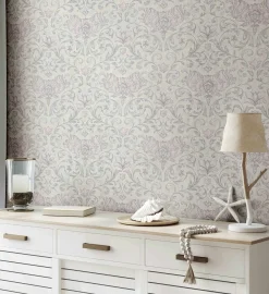 Vliestapete Floral Ornamente Beige Grau Rot 35150