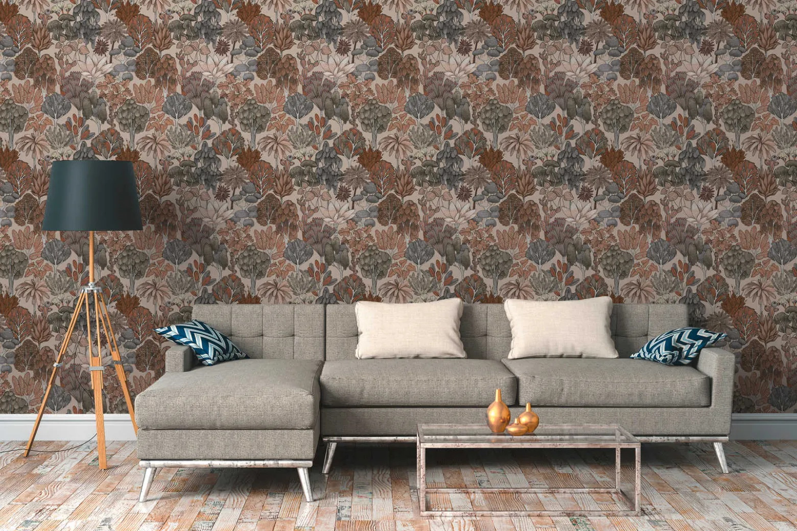 Vliestapete Floral Palmen beige orange 37757-5