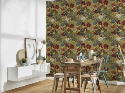 Vliestapete Floral Palmen gelb rot blau 37757-1