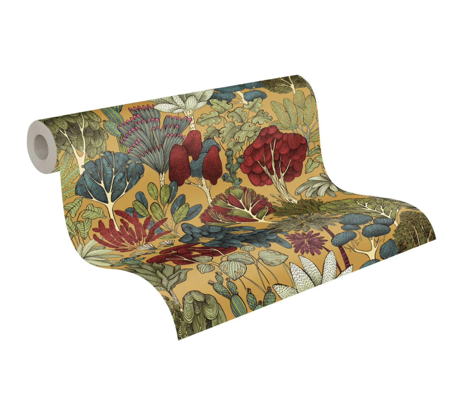 Vliestapete Floral Palmen gelb rot blau 37757-1