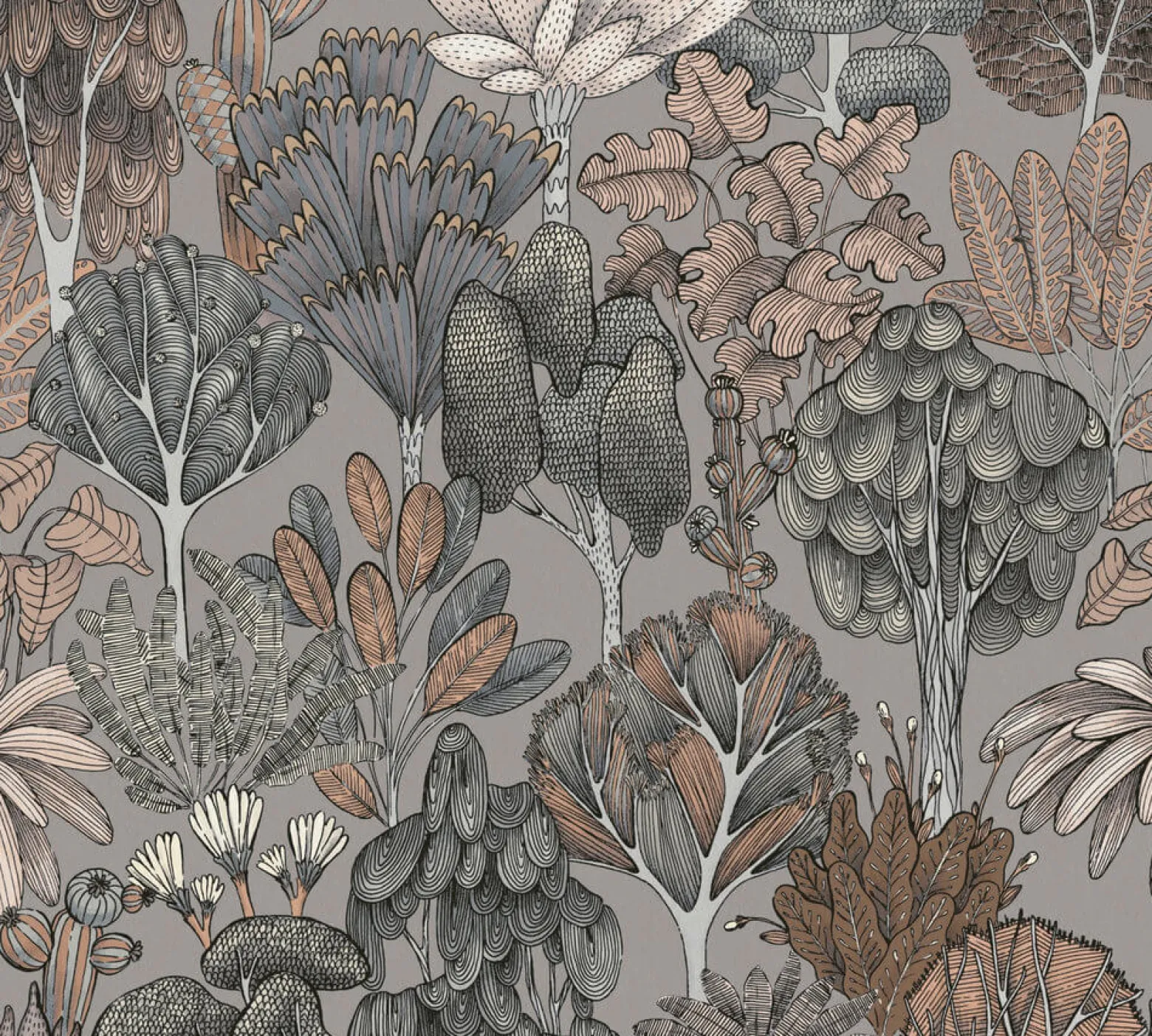 Vliestapete Floral Palmen grau beige weiß 37757-4