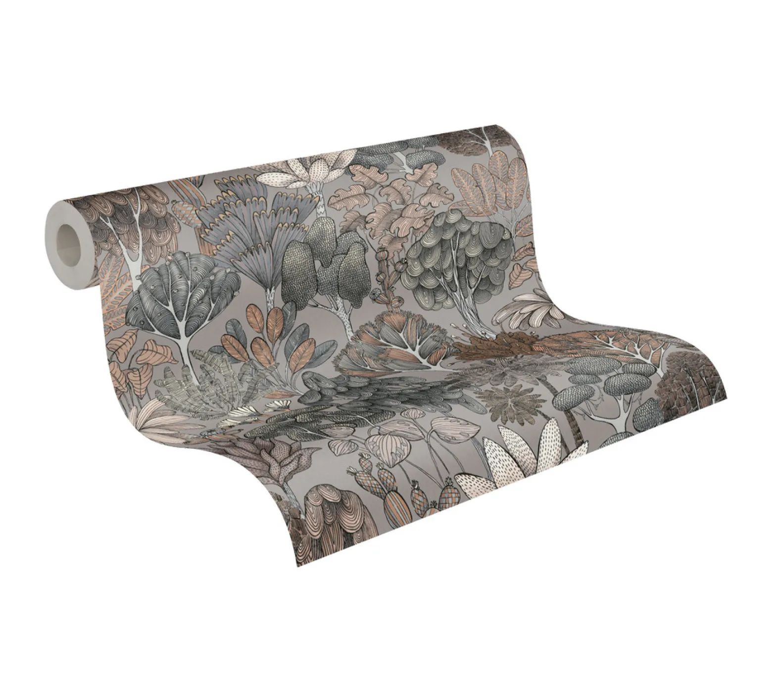 Vliestapete Floral Palmen grau beige weiß 37757-4
