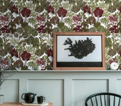 Vliestapete Floral Palmen weiß rot grün 37757-2