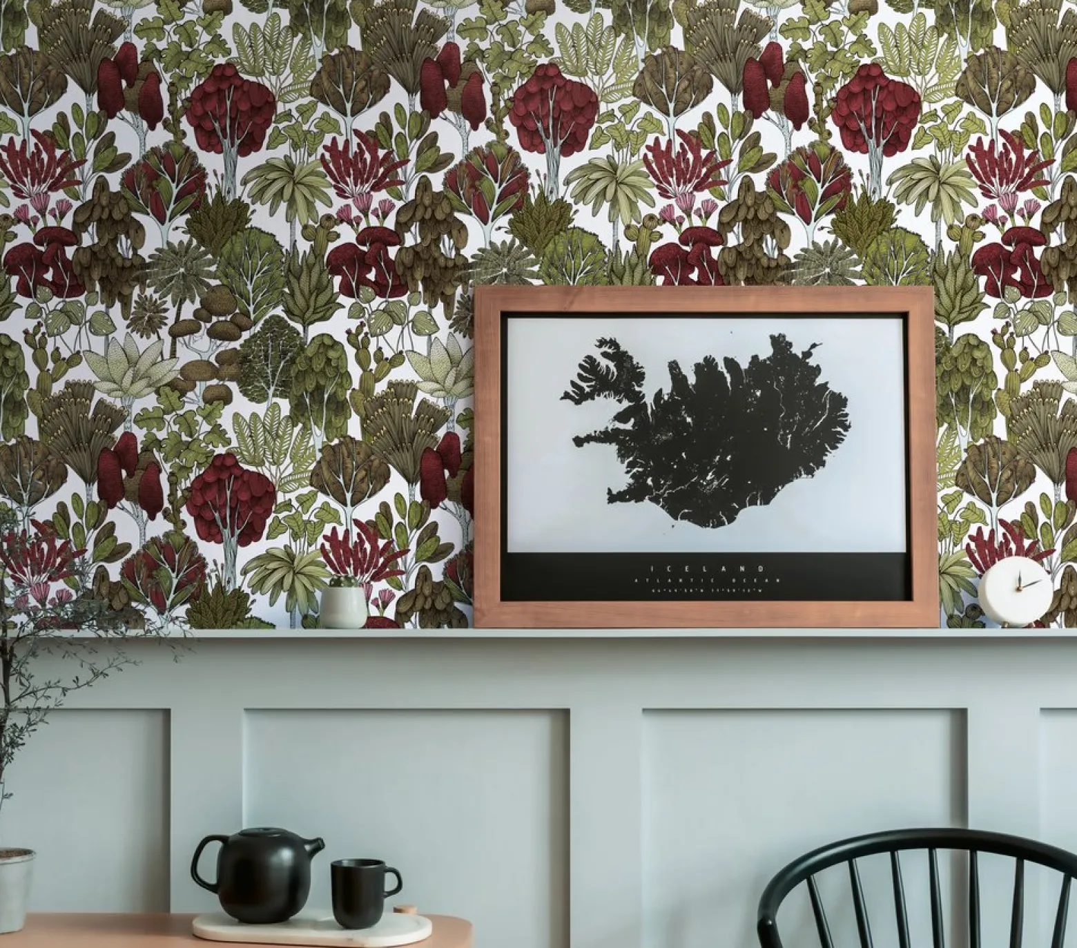 Vliestapete Floral Palmen weiß rot grün 37757-2