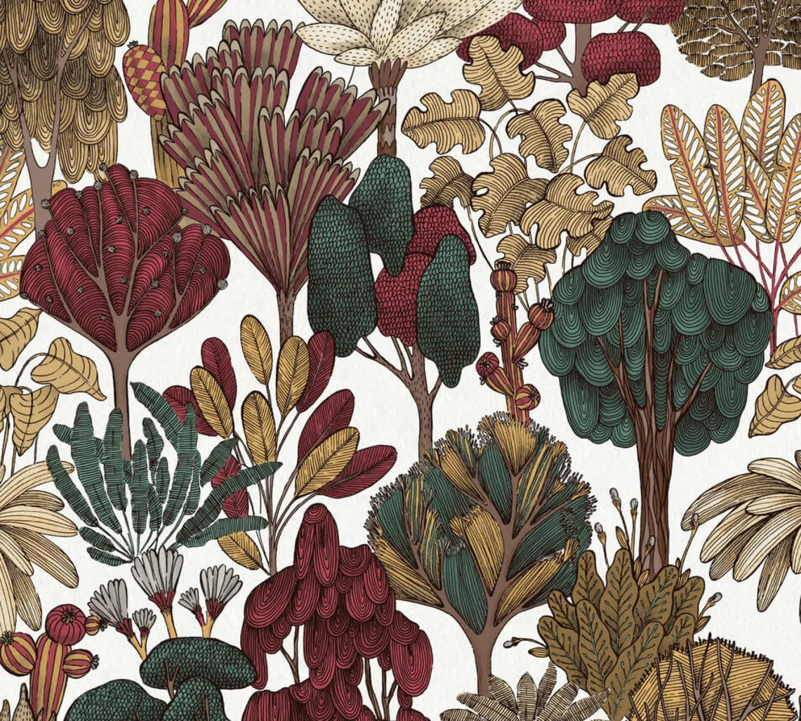 Vliestapete Floral Palmen weiß braun rot 37757-7