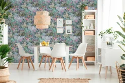 Vliestapete Floral Pflanzen Dschungel grau blau 38179-1