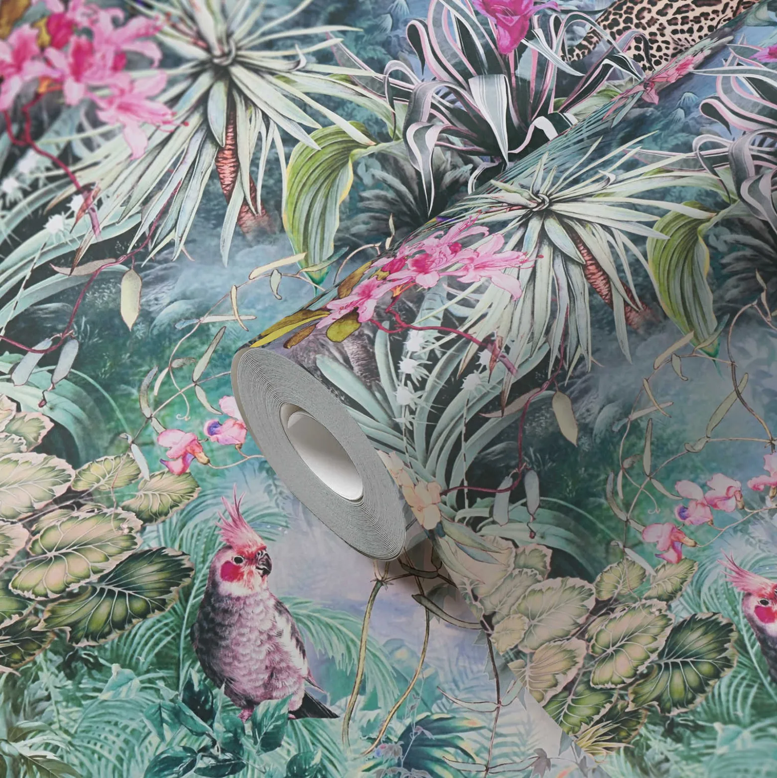 Vliestapete Floral Pflanzen Dschungel grau blau 38179-1