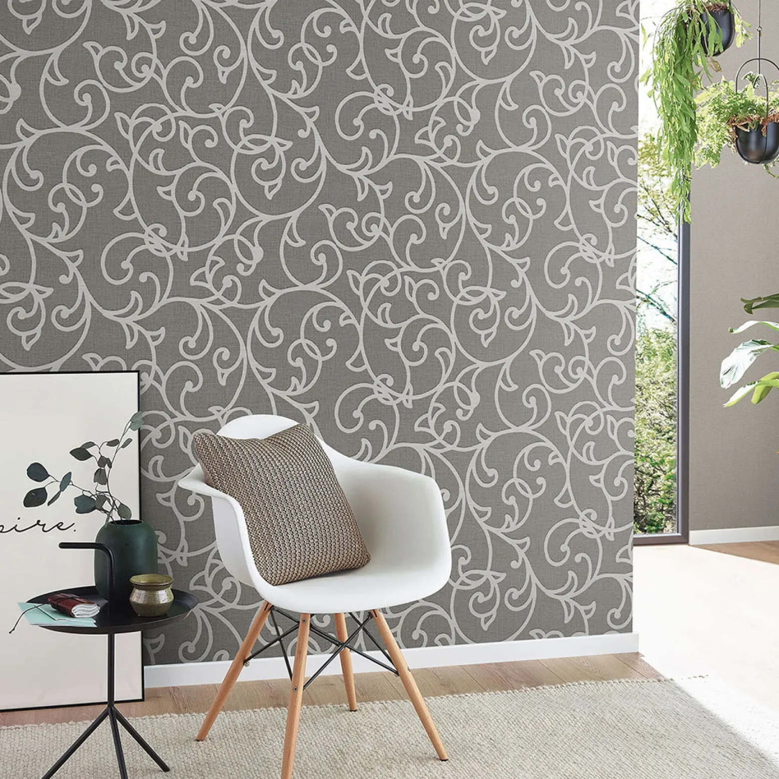 Vliestapete Floral Ranken Braun Creme Metallic 10467-11