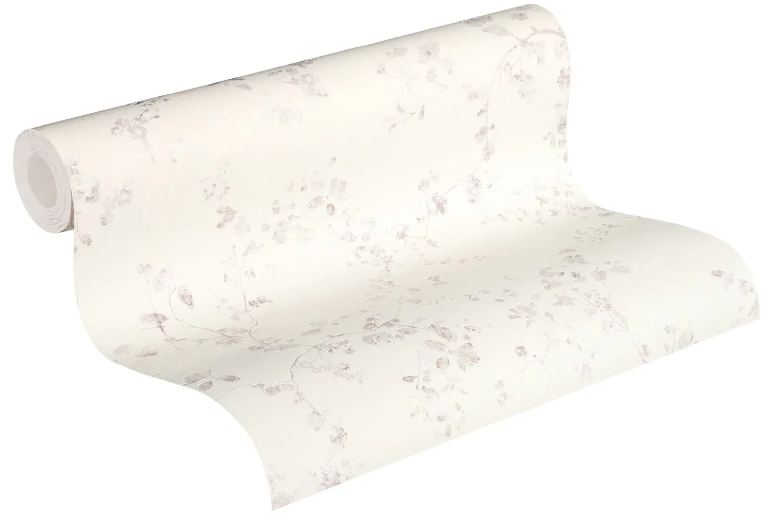 Vliestapete Floral Ranken weiß rosa Glanz 36896-1