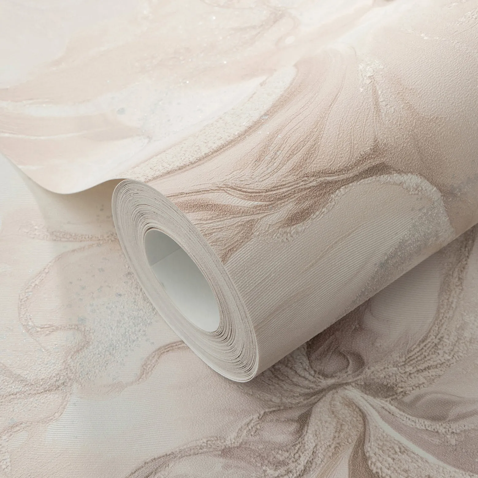 Vliestapete Floral Rosa Beige Silber Glitzer 10514-05