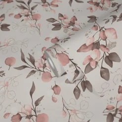 Vliestapete Floral Rosa Beige Gold Metallic 39768-1