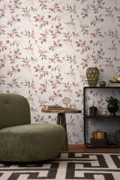 Vliestapete Floral Rosa Beige Gold Metallic 39768-1