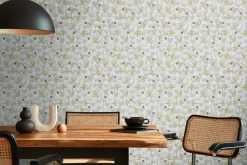 Vliestapete Floral Schmetterlinge Weiß Gelb Grau 39423-1