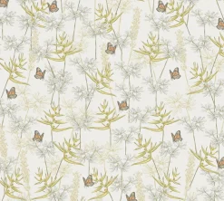 Vliestapete Floral Schmetterlinge Weiß Gelb Grau 39423-1