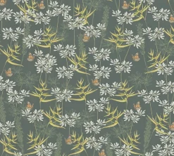 Vliestapete Floral Schmetterlinge Petrol Weiß 39423-2