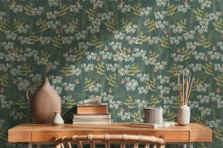 Vliestapete Floral Schmetterlinge Petrol Weiß 39423-2