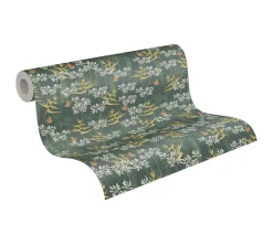 Vliestapete Floral Schmetterlinge Petrol Weiß 39423-2