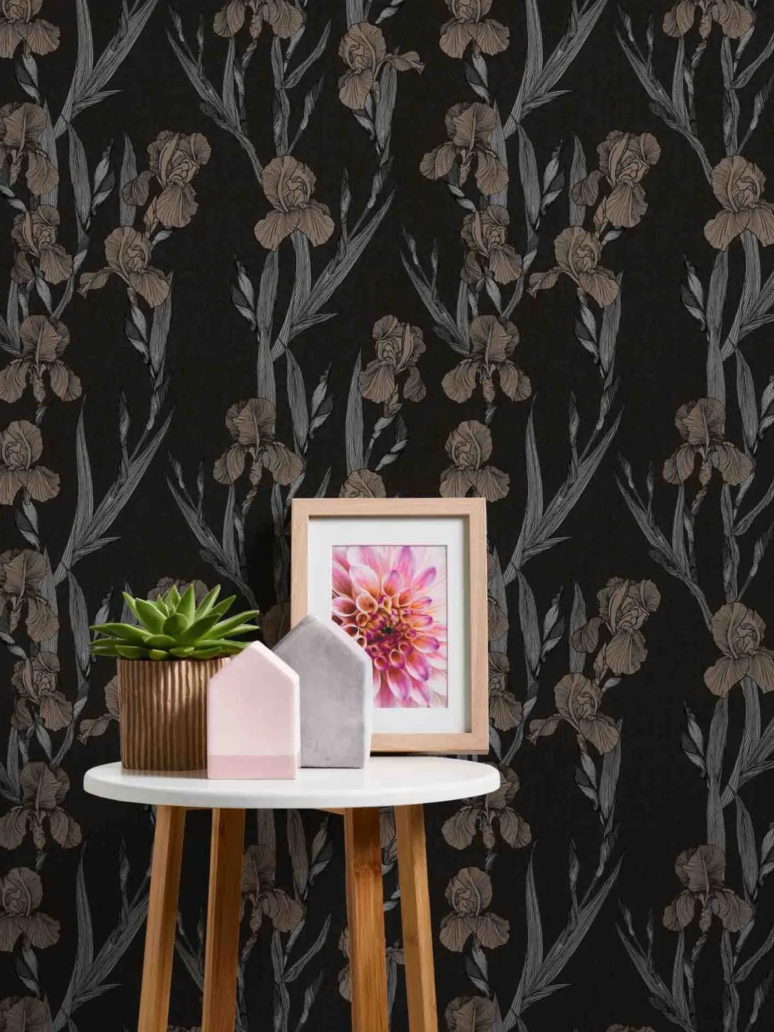Vliestapete Floral schwarz grau braun 37526-1
