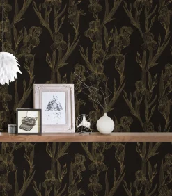 Vliestapete Floral schwarz gelb 37526-3