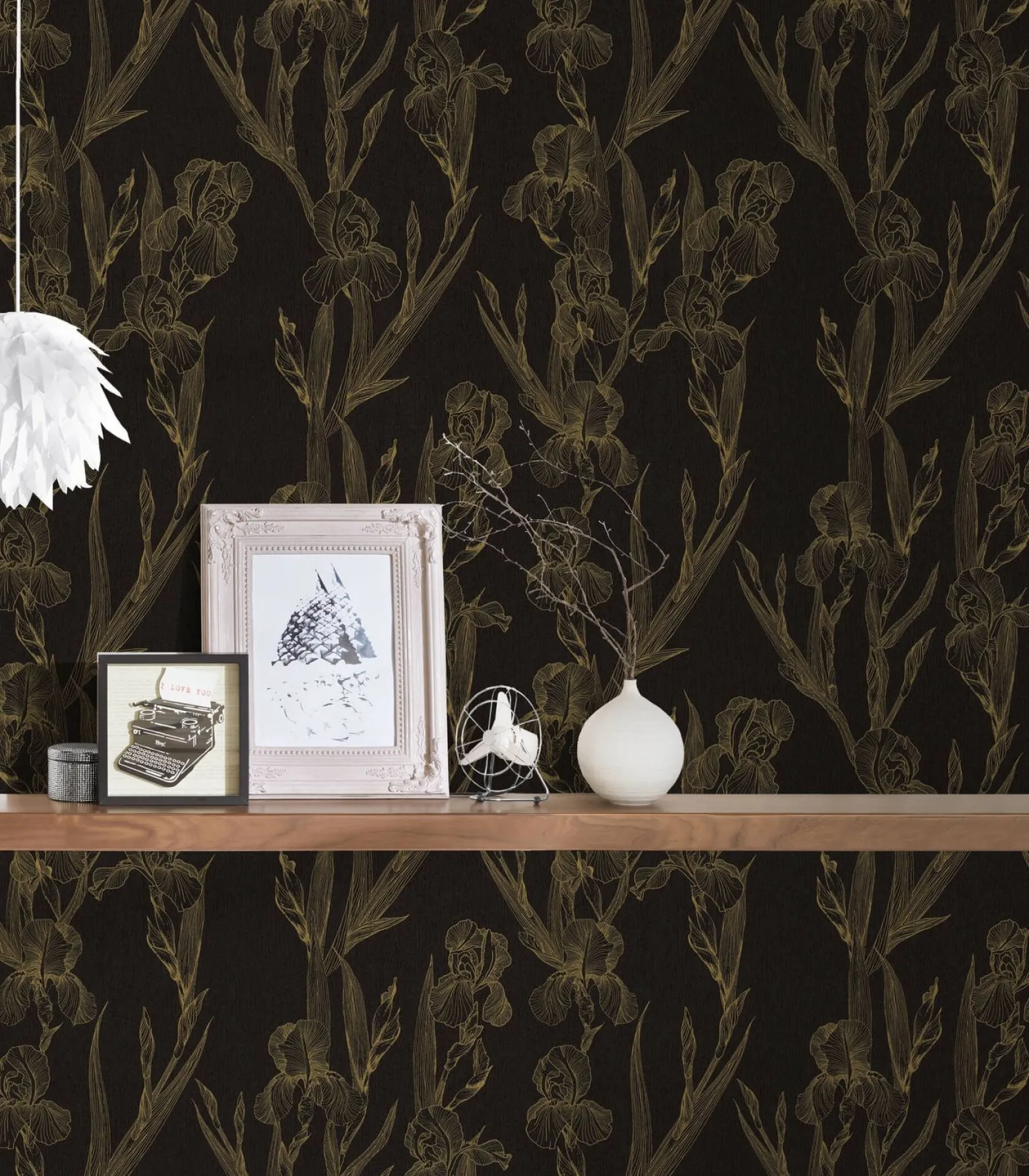 Vliestapete Floral schwarz gelb 37526-3