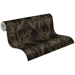 Vliestapete Floral schwarz gelb 37526-3
