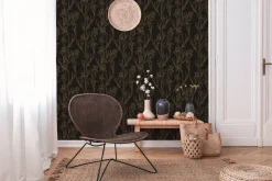 Vliestapete Floral schwarz gelb 37526-3
