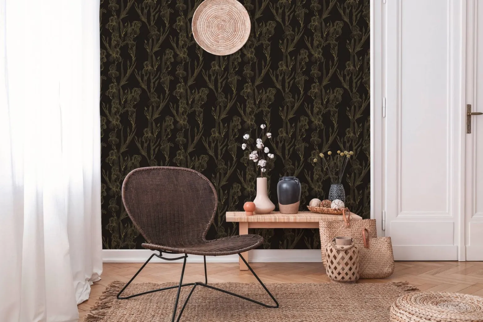 Vliestapete Floral schwarz gelb 37526-3