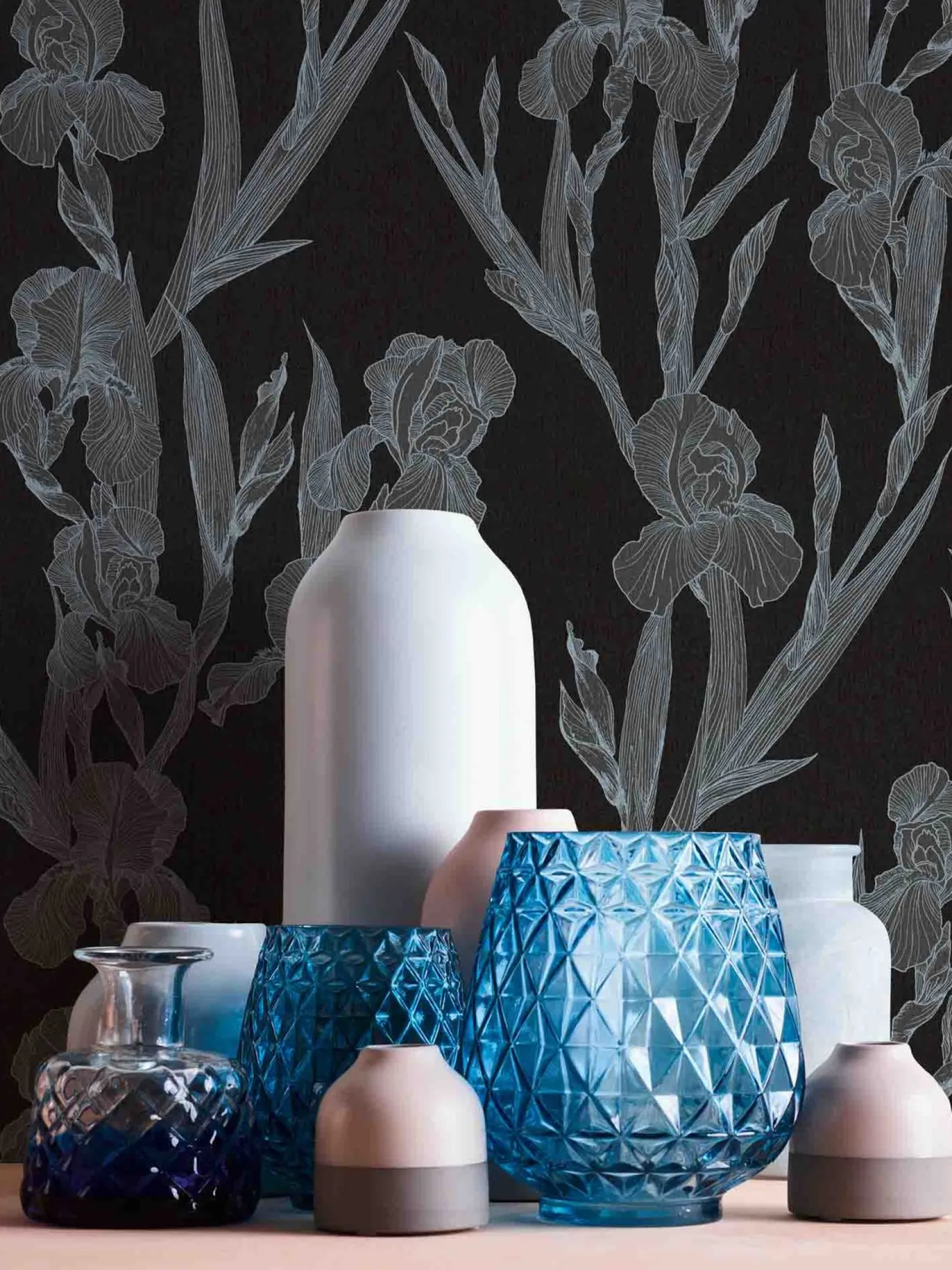 Vliestapete Floral schwarz grau 37526-2