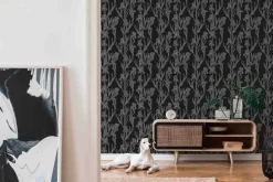 Vliestapete Floral schwarz grau 37526-2