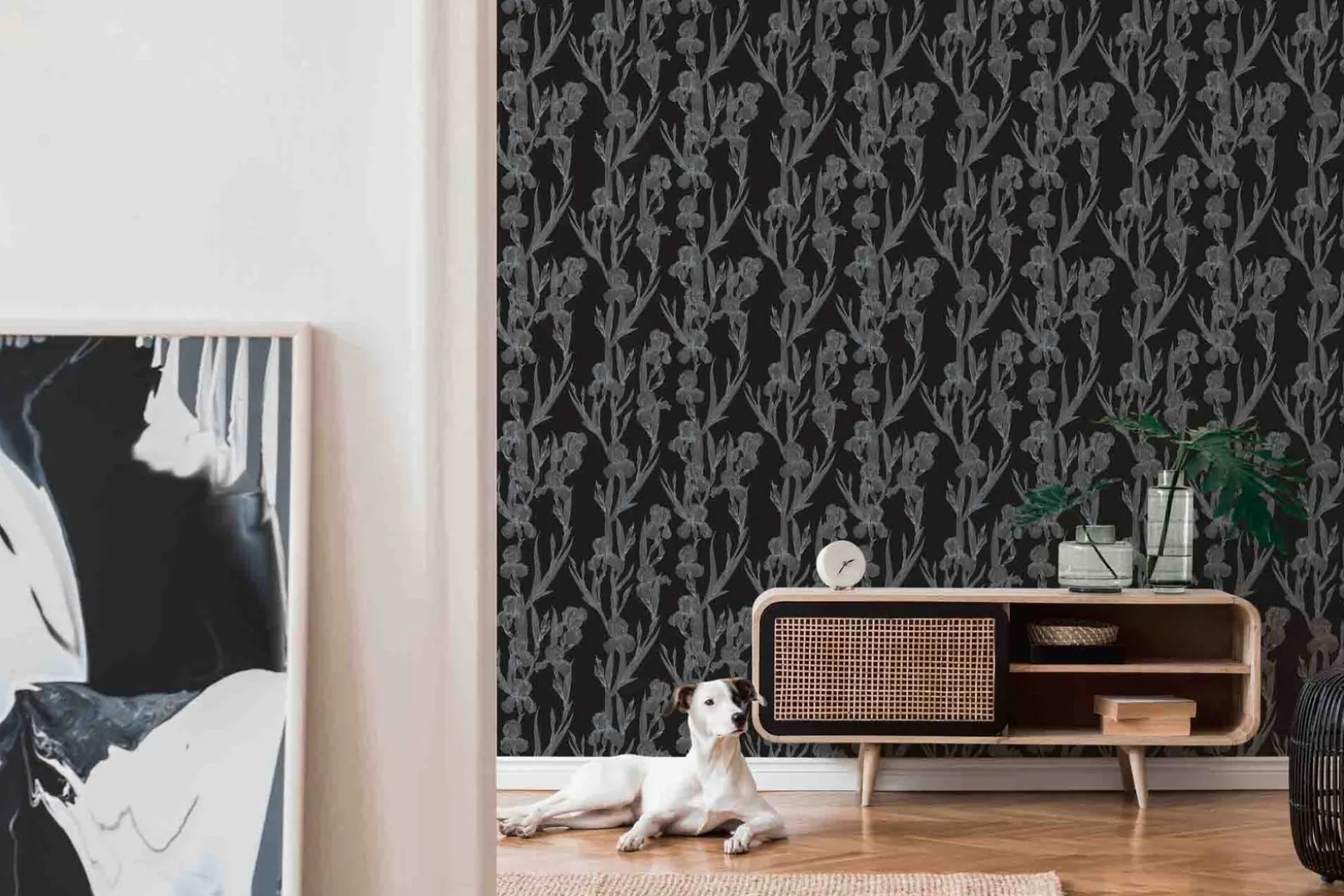 Vliestapete Floral schwarz grau 37526-2