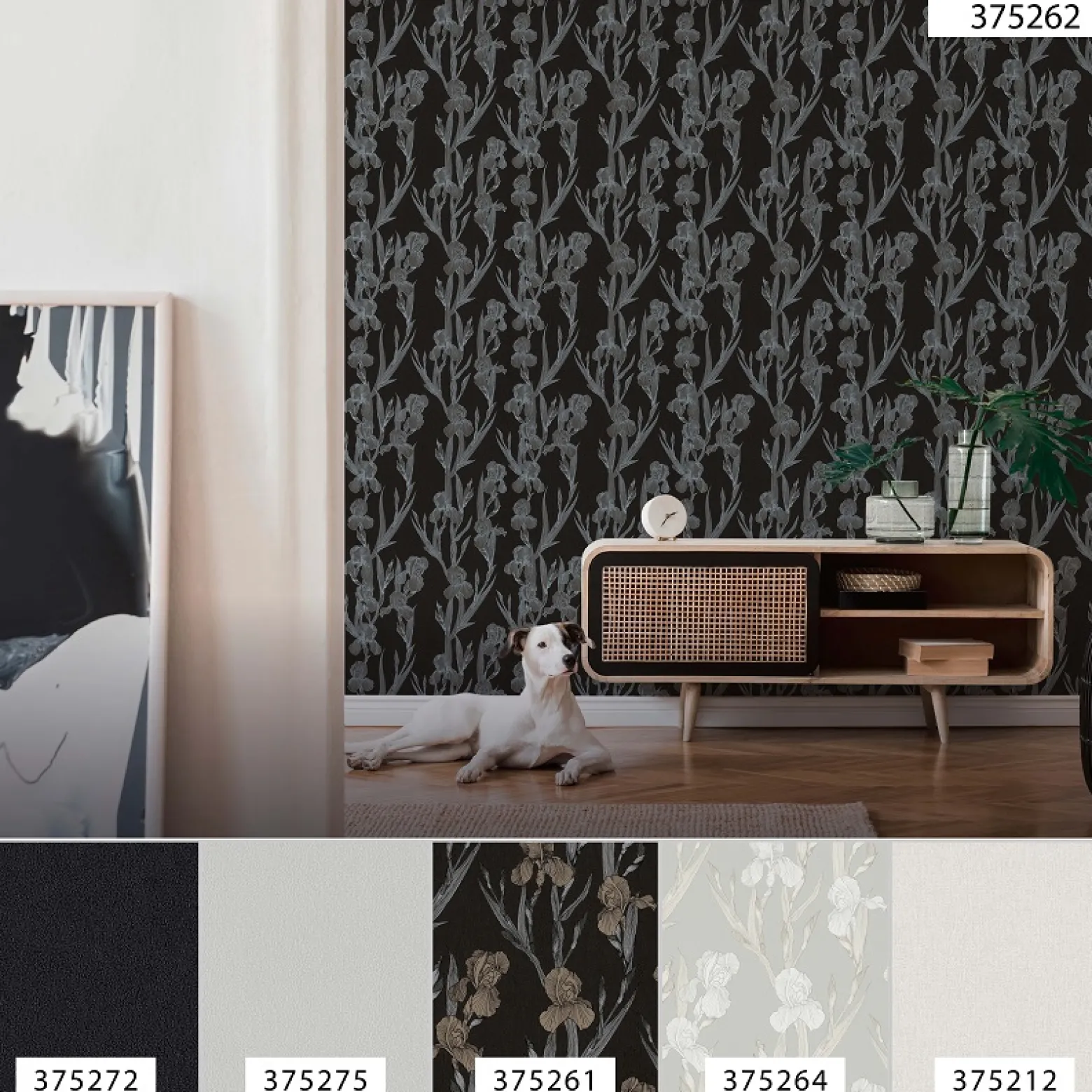 Vliestapete Floral schwarz grau 37526-2