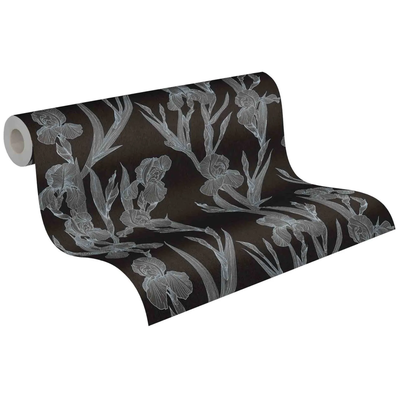 Vliestapete Floral schwarz grau 37526-2