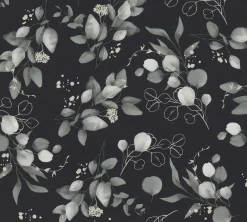 Vliestapete Floral Schwarz Grau Silber Metallic 39768-5