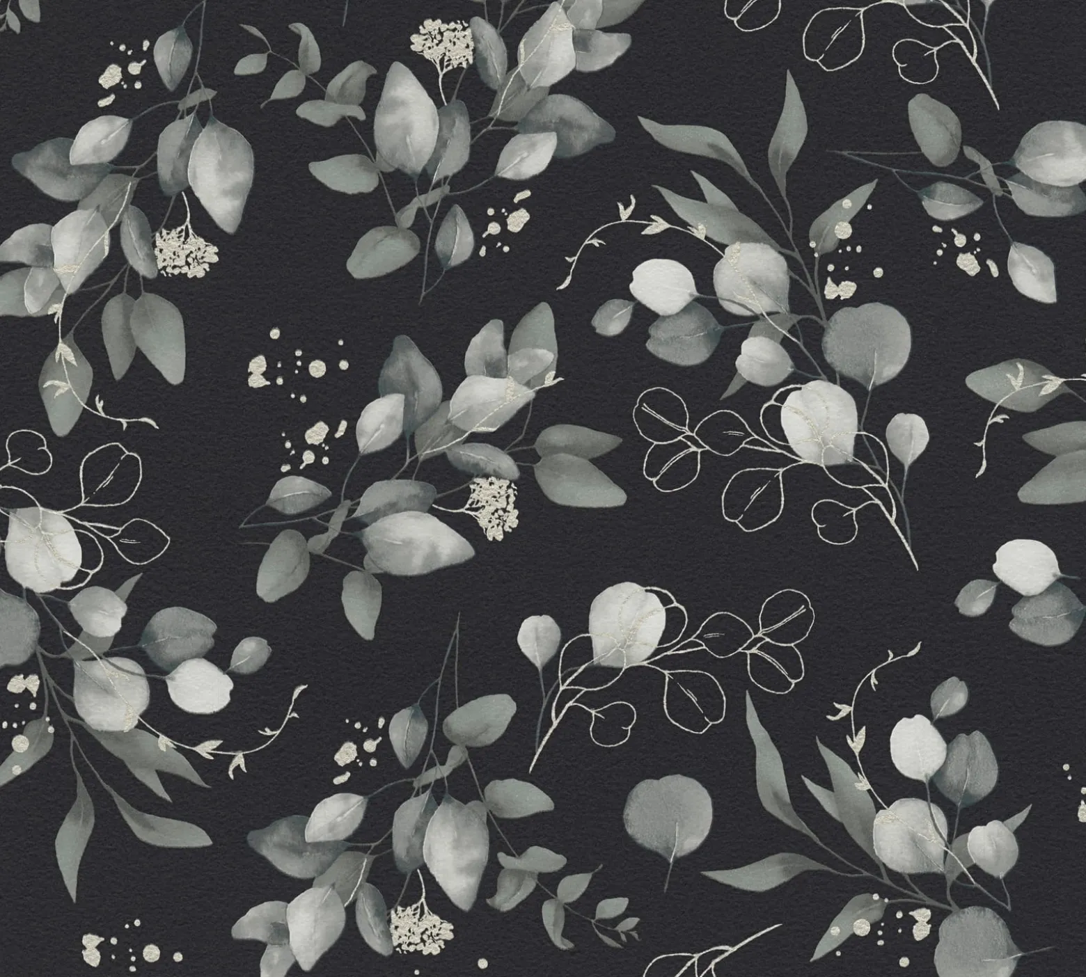 Vliestapete Floral Schwarz Grau Silber Metallic 39768-5