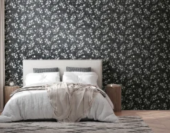 Vliestapete Floral Schwarz Grau Silber Metallic 39768-5