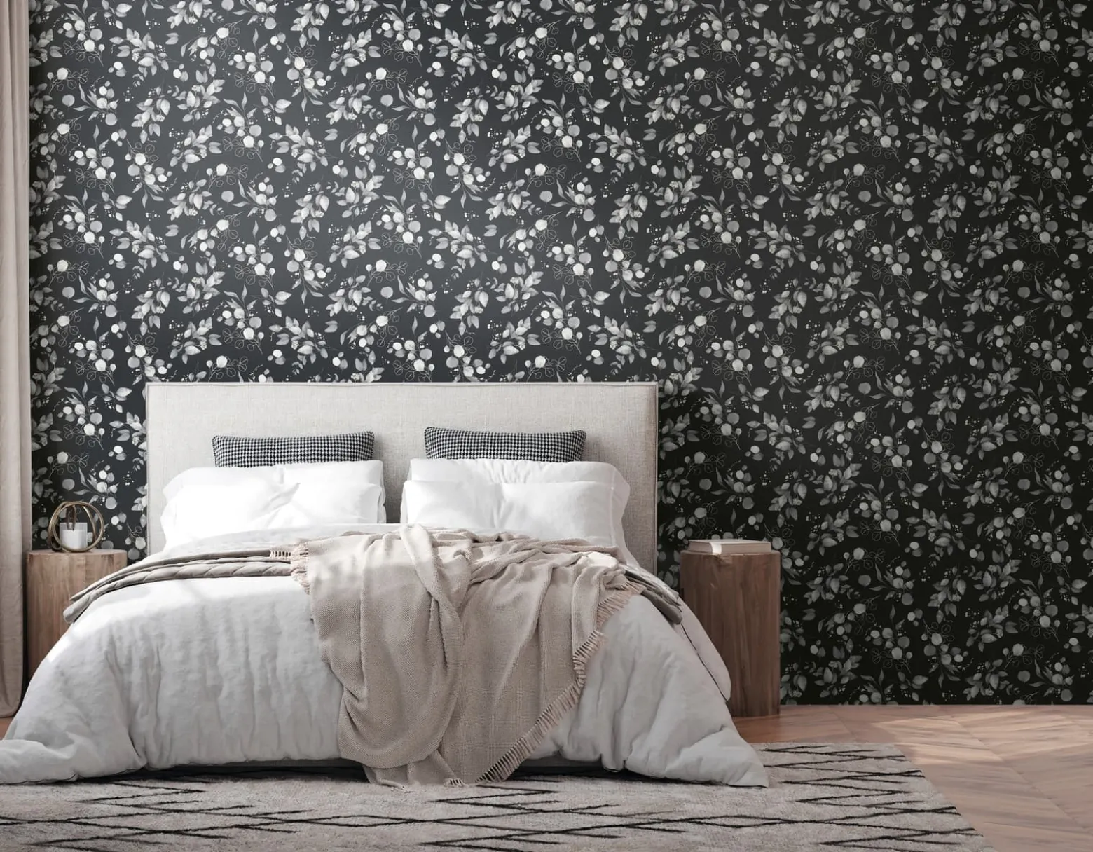 Vliestapete Floral Schwarz Grau Silber Metallic 39768-5