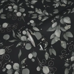 Vliestapete Floral Schwarz Grau Silber Metallic 39768-5