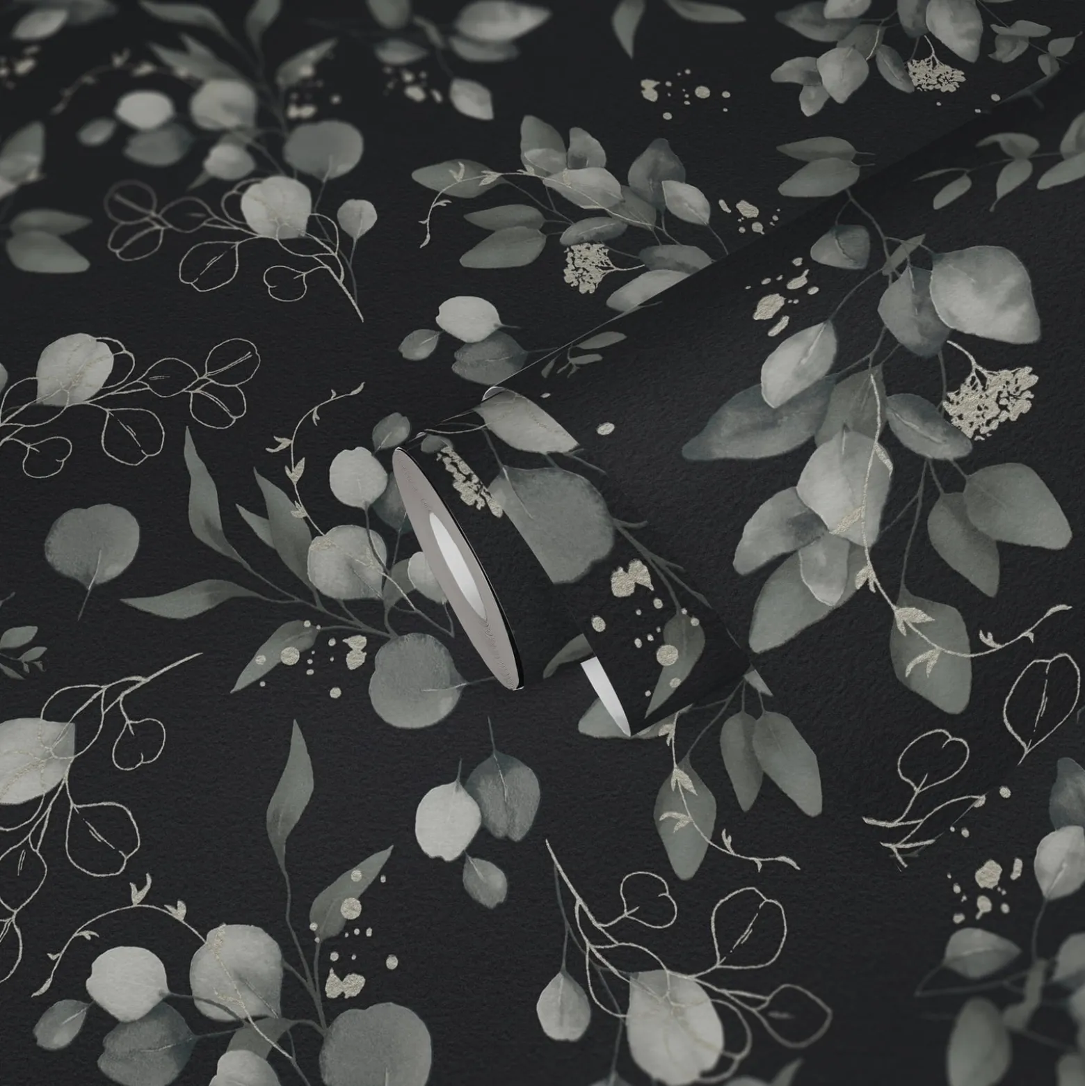 Vliestapete Floral Schwarz Grau Silber Metallic 39768-5