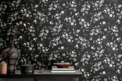 Vliestapete Floral Schwarz Grau Silber Metallic 39768-5