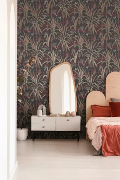 Vliestapete Floral Schwarz Rot Kupfer Metallic 39936-4