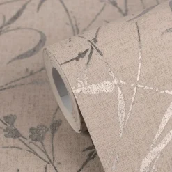 Vliestapete Floral Shabby Beige Silber Metallic 79004-3
