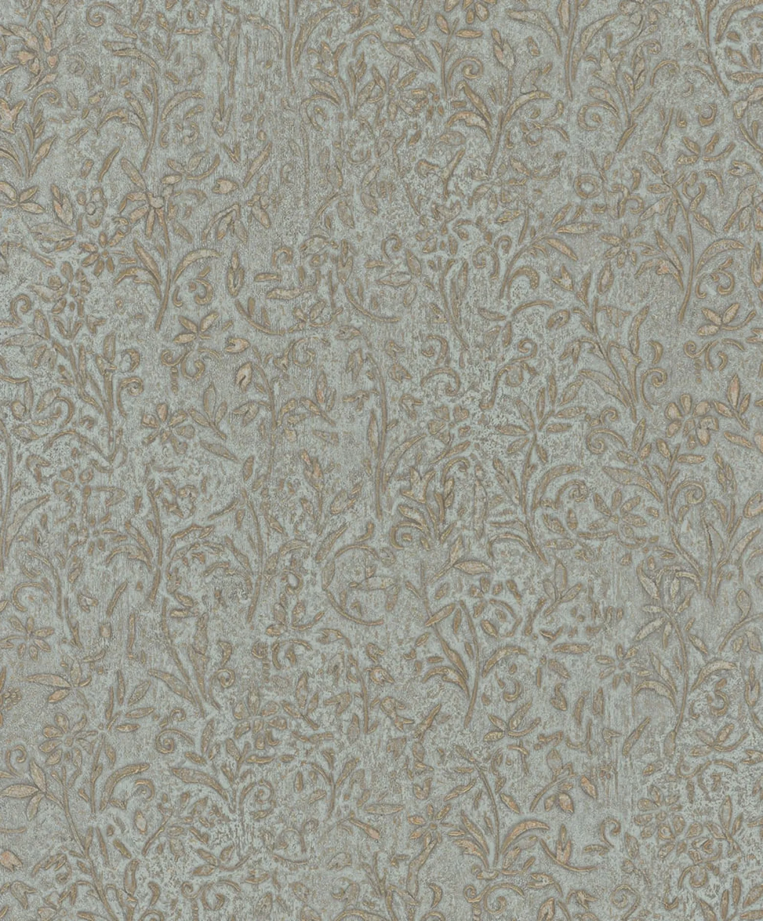 Vliestapete Floral Shabby Blau Gold Metallic 35532