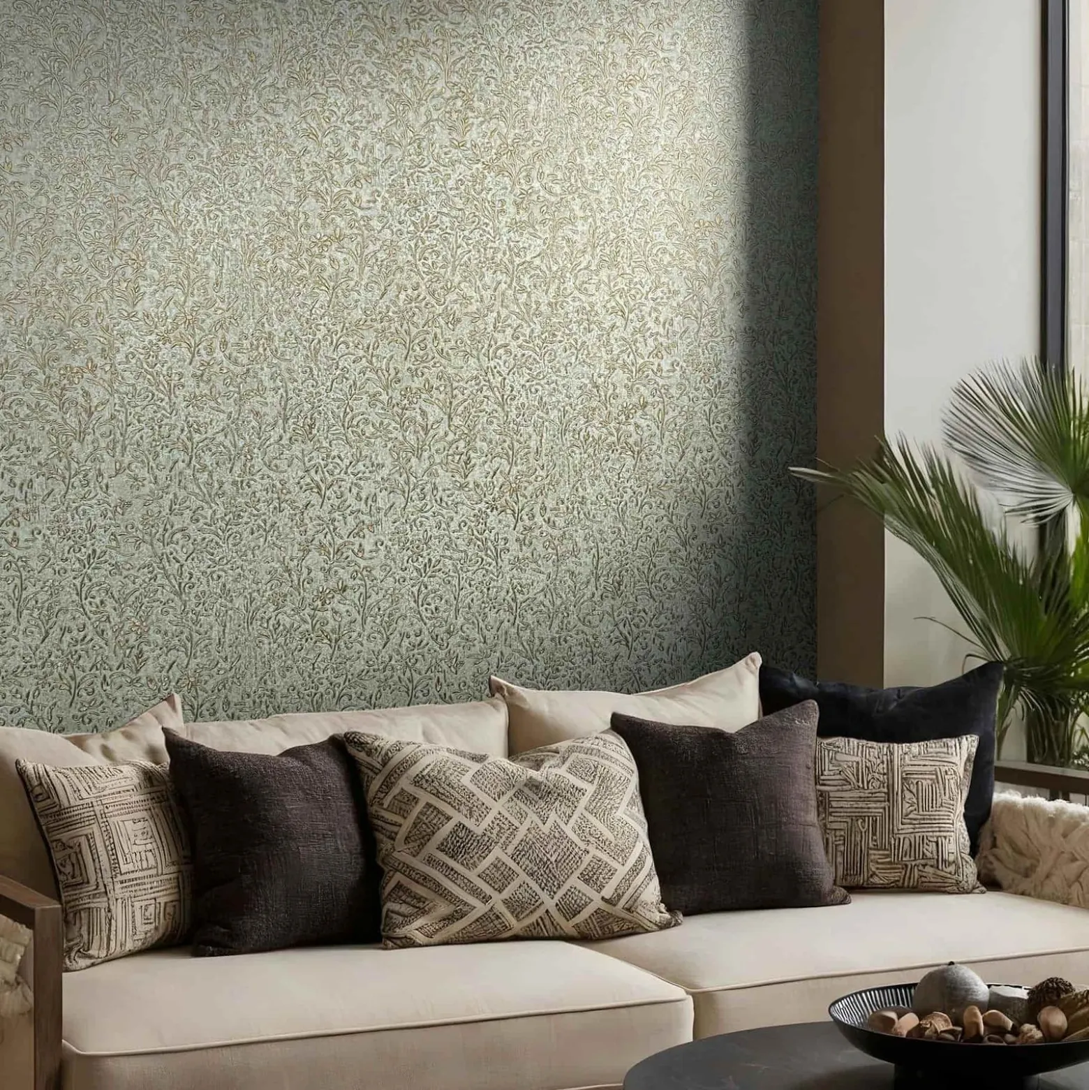 Vliestapete Floral Shabby Blau Gold Metallic 35532