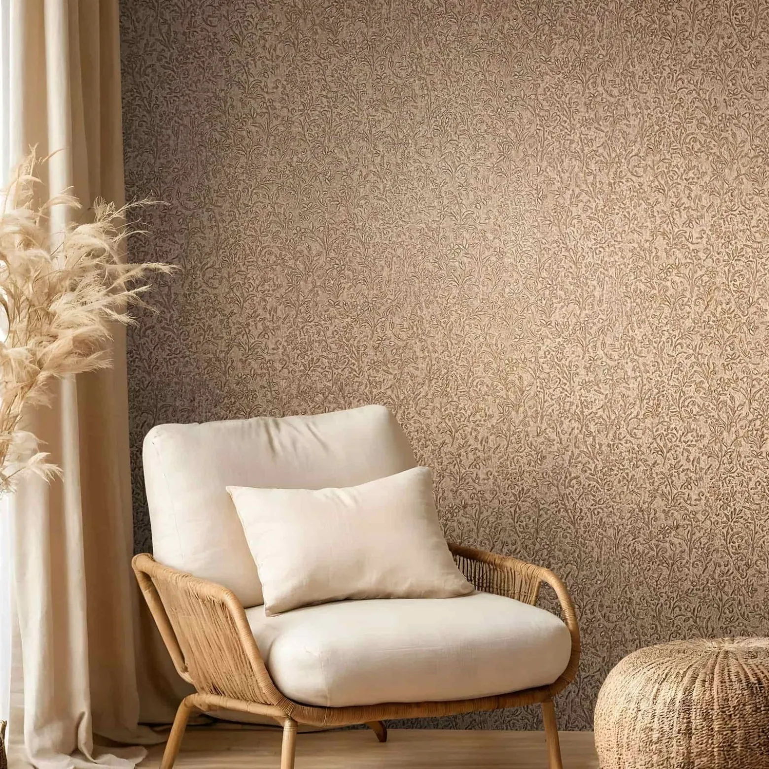 Vliestapete Floral Shabby Braun Gold Metallic 35533