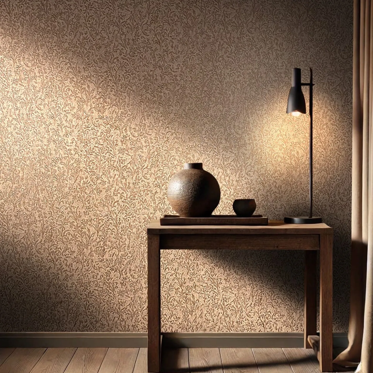 Vliestapete Floral Shabby Braun Gold Metallic 35533