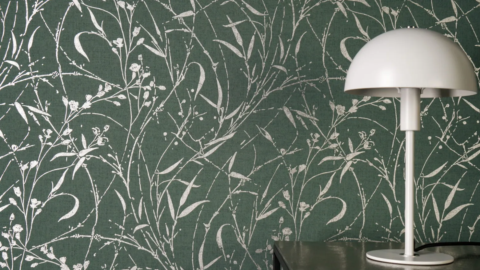 Vliestapete Floral Shabby Grün Silber Metallic 79004-5