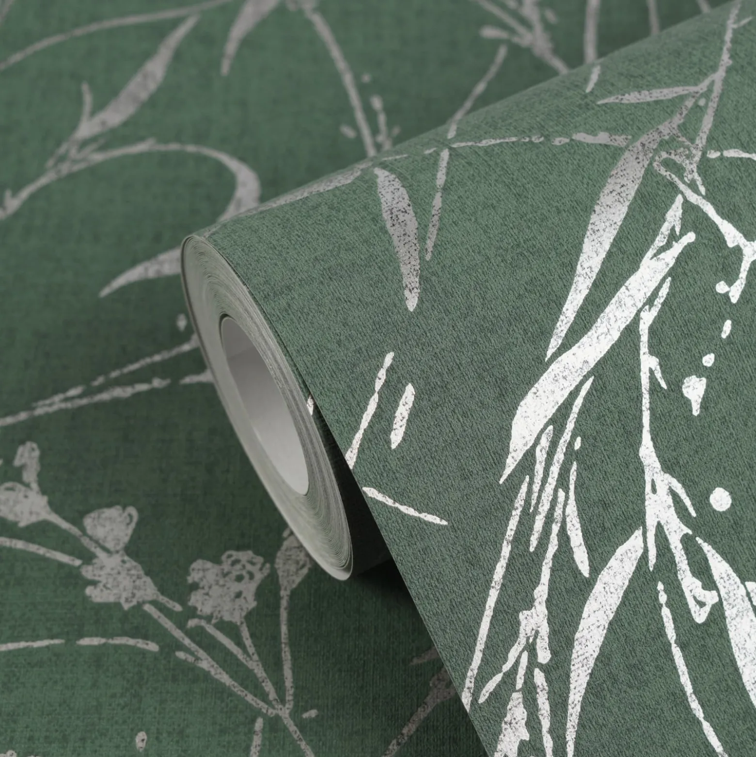 Vliestapete Floral Shabby Grün Silber Metallic 79004-5