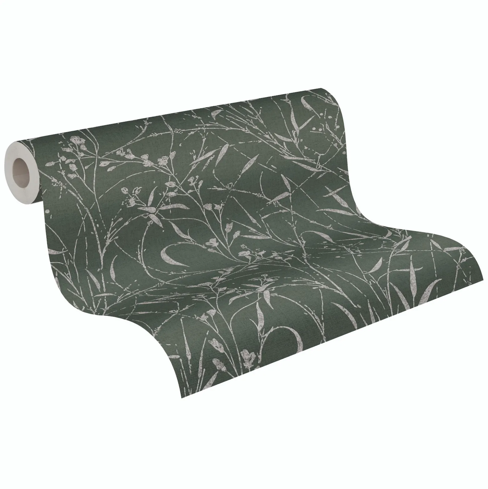 Vliestapete Floral Shabby Grün Silber Metallic 79004-5
