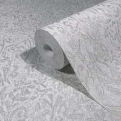 Vliestapete Floral Shabby Grau Blau Metallic 35529